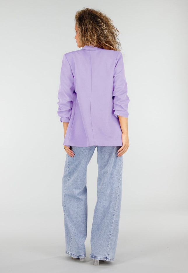 NEW190225 Lila Getailleerde Blazer met Geplooide Mouwen