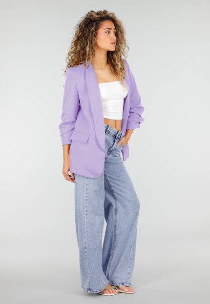 NEW190225 Lila Getailleerde Blazer met Geplooide Mouwen
