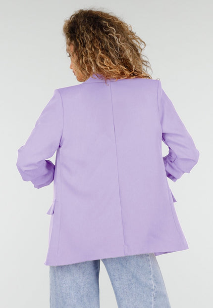 NEW190225 Lila Getailleerde Blazer met Geplooide Mouwen