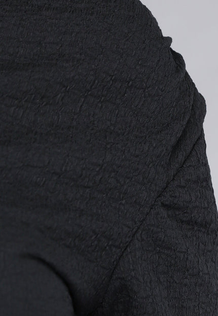 NEW190225 Zwarte Co Ord Set in Gesmokte Stof