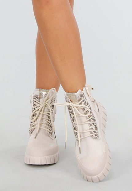 NEW190325 Beige Leopard Suede Bikerbooks