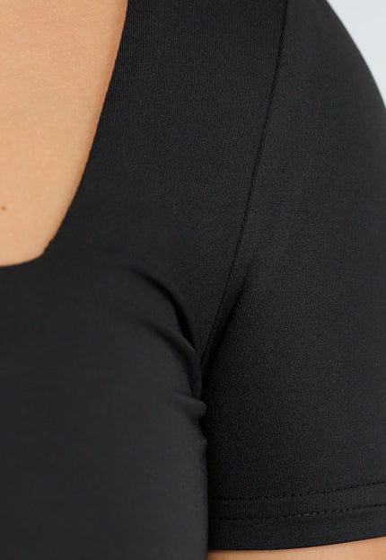 NEW190325 Tall Aansluitende Zwarte Jumpsuit met  Uitlopende Pijpen