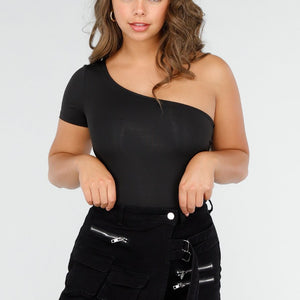 NEW190325 Zwarte Stretch Crop Top