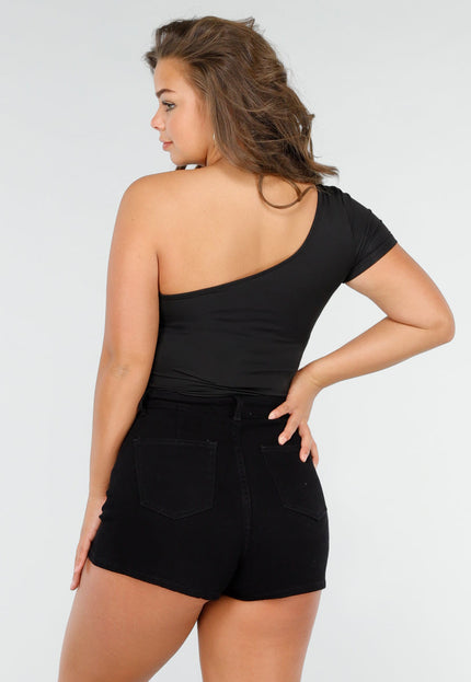 NEW190325 Zwarte Stretch Crop Top