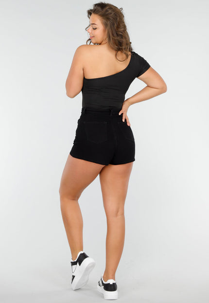 NEW190325 Zwarte Stretch Crop Top