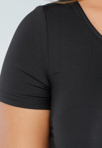 NEW190325 Zwarte Stretch Crop Top