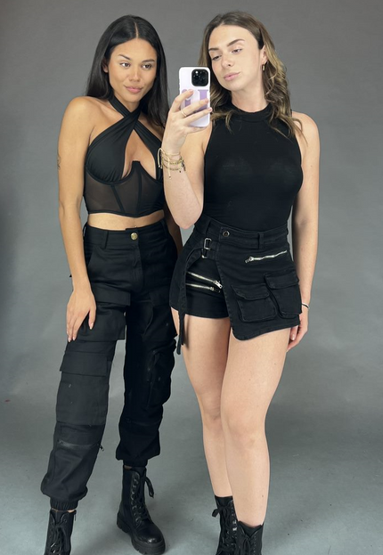 NEW1904 Cross-over Halter Top met Mesh Details