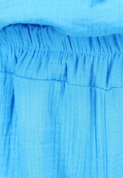 NEW1906 Blauwe Mousseline Ruffle Two Piece