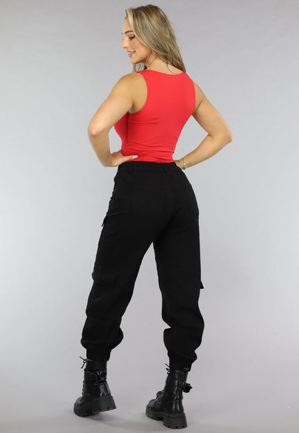 NEW1906 Rode Elastische Top met Vierkant Uitgesneden Hals