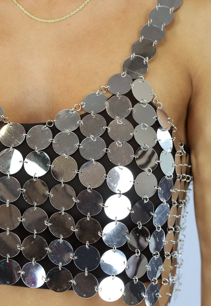 NEW1907 Zilveren Coin Crop Top