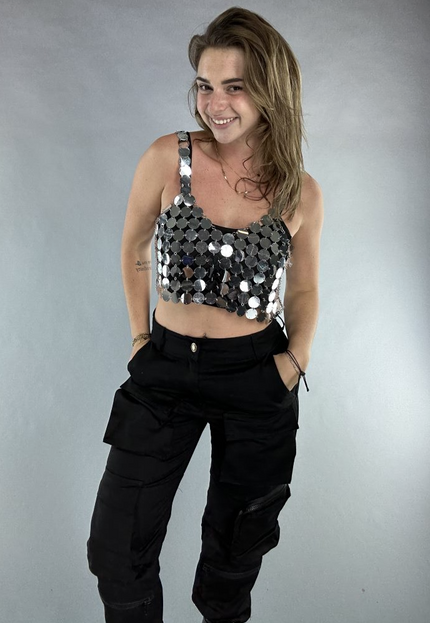 NEW1907 Zilveren Coin Crop Top