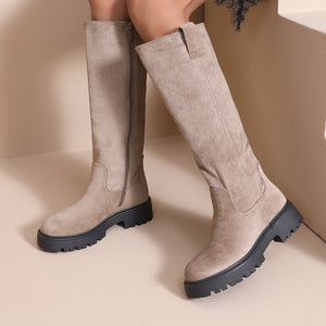 NEW190826 Beige Suède Laarzen met Grove Zool