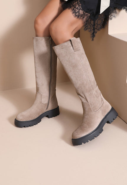 NEW190826 Beige Suède Laarzen met Grove Zool