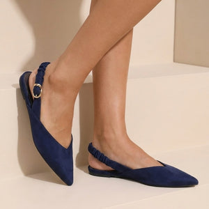 NEW190826 Blauwe Suèdelook Slingback Muiltjes