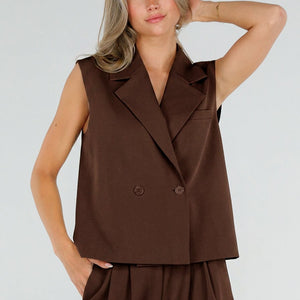 NEW190826 Bruin Mouwloos Gilet