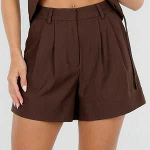 NEW190826 Donkerbruine Plooi Short