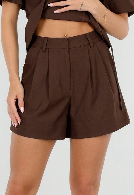 NEW190826 Donkerbruine Plooi Short