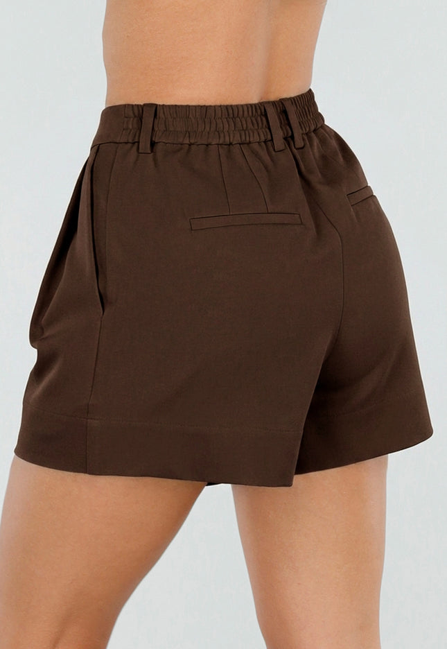 NEW190826 Donkerbruine Plooi Short