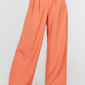 NEW190826 Koraal Petite Pantalon met Wijde Pijpen