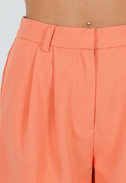 NEW190826 Koraal Petite Pantalon met Wijde Pijpen