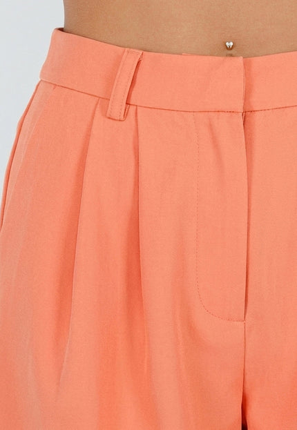 NEW190826 Koraalkleurige Plooi Short