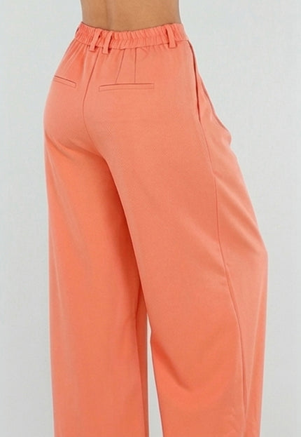 NEW190826 Koraalkleurige Wide Leg Broek
