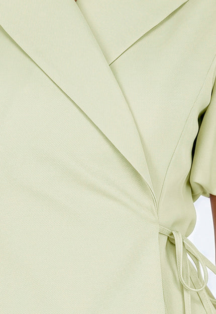 NEW190826 Pistache Blazer met Korte Pofmouwen