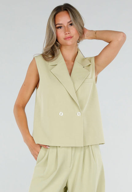 NEW190826 Pistache Double Breasted Gilet