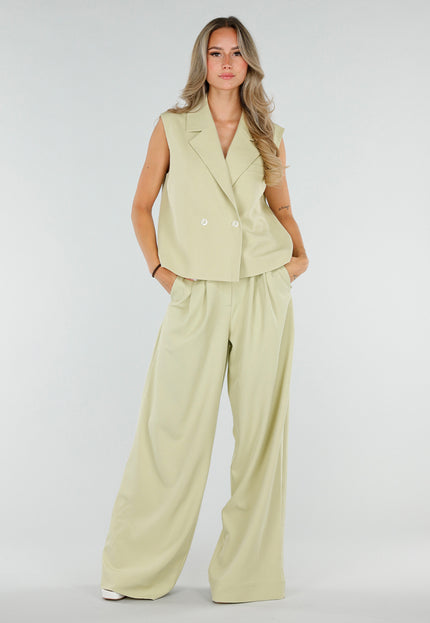 NEW190826 Pistache Groene Tall Wide Leg Broek