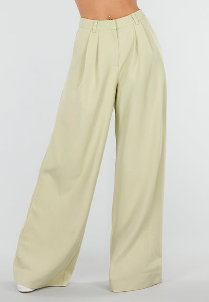 NEW190826 Pistache Groene Tall Wide Leg Broek