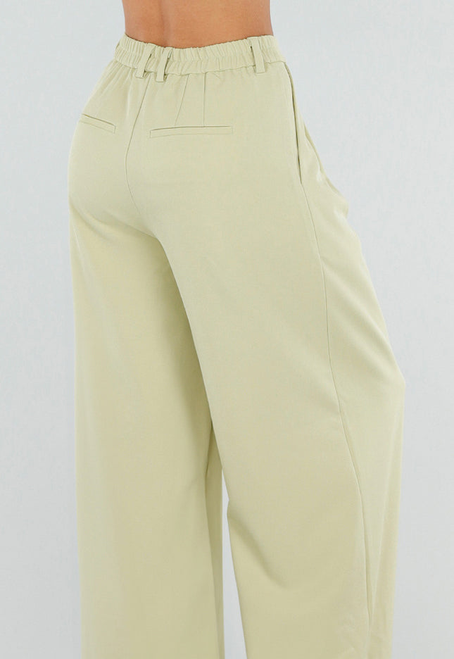 NEW190826 Pistachegroene Wide Leg Broek