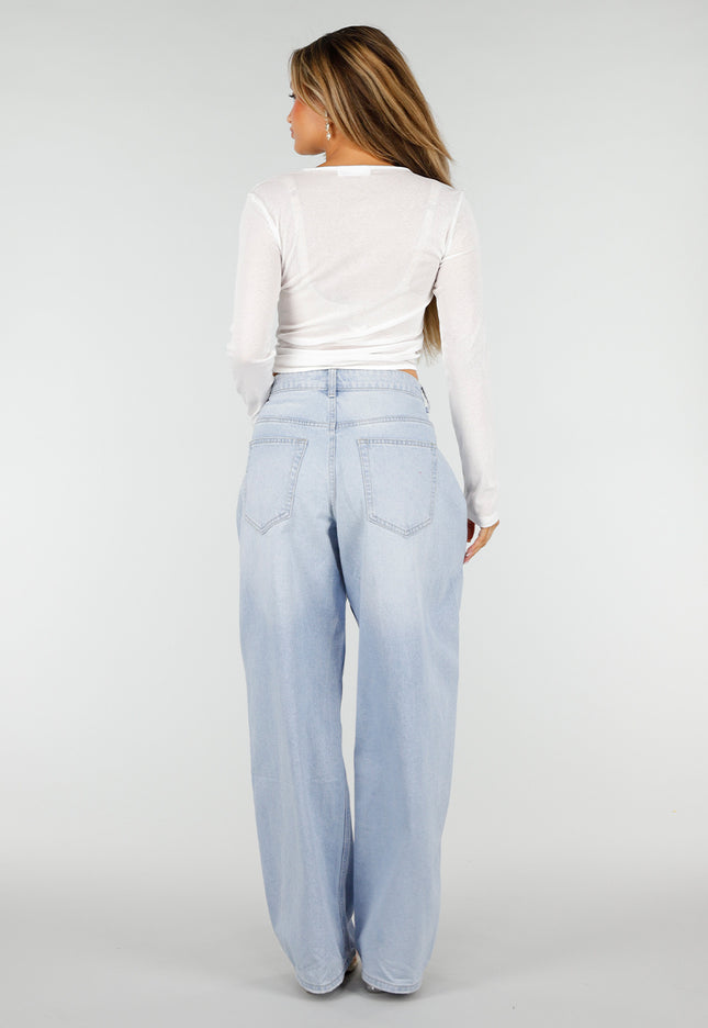 NEW190826 Witte Top met Knoopsluiting en Strik