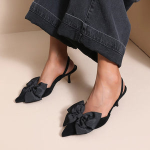 NEW190826 Zwarte Slingback Pumps met Strik