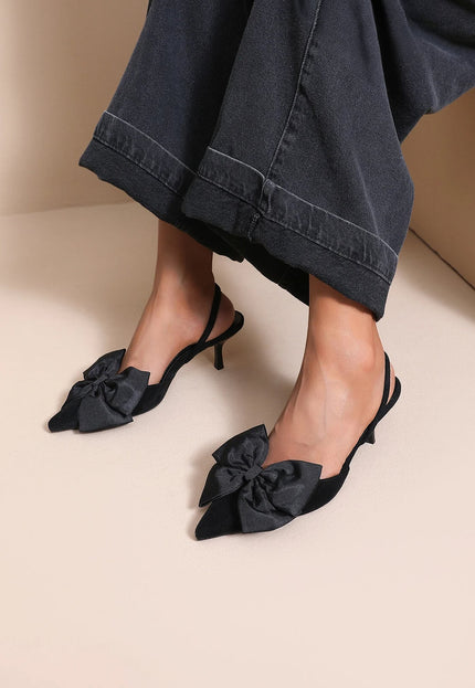NEW190826 Zwarte Slingback Pumps met Strik