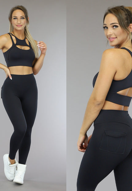 NEW1910 Zwarte Sport Legging met Scrunch