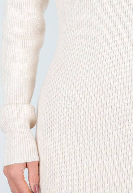 NEW191125 Beige Lange Gebreide Jurk