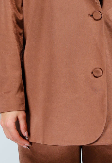 OP=OP.AV.12 Bruine Satijnen Blazer
