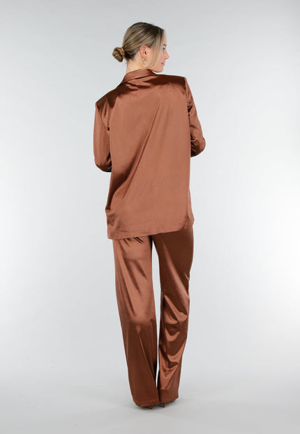 OP=OP.AV.12 Bruine Satijnen Blazer