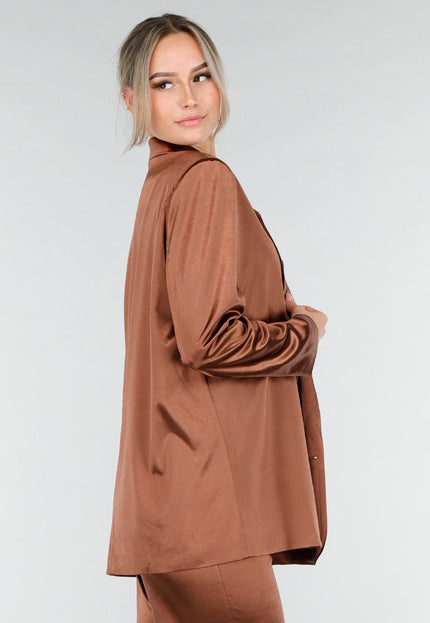 OP=OP.AV.12 Bruine Satijnen Blazer