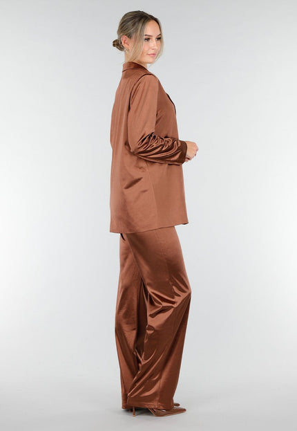 OP=OP.AV.12 Bruine Satijnen Blazer