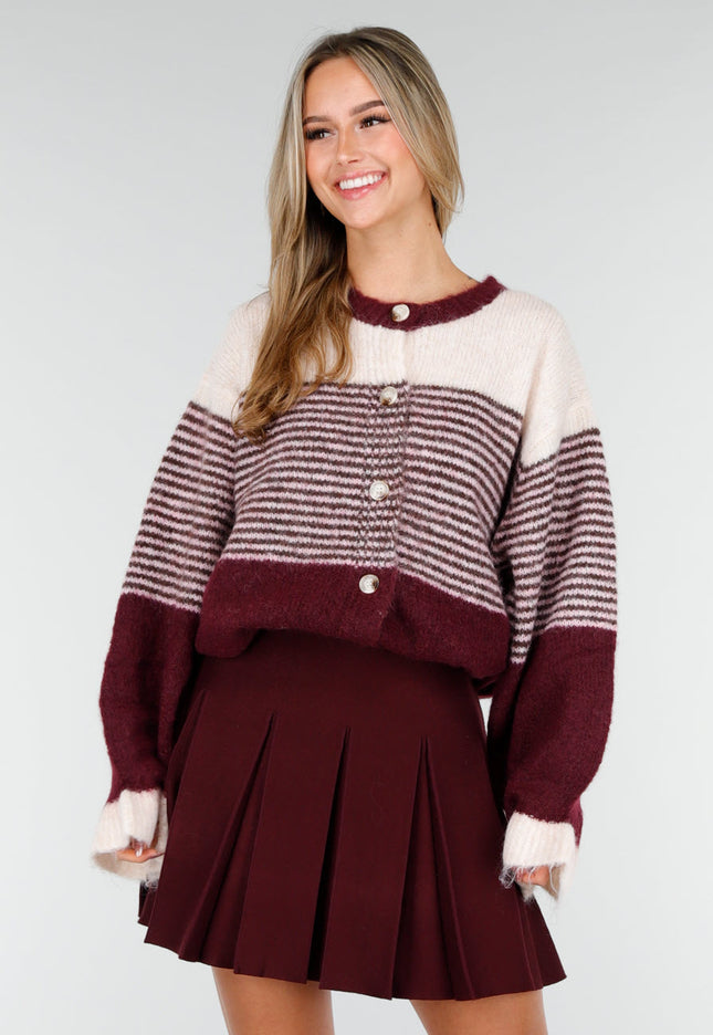 NEW191125 Bordeaux Gestreept Vest