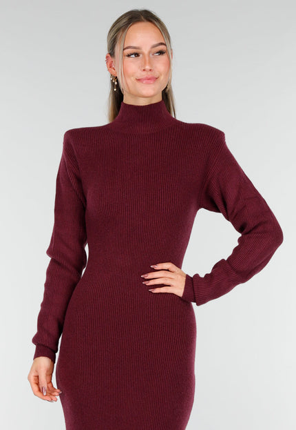 NEW191125 Bordeaux Lange Gebreide Jurk
