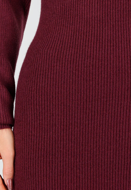 NEW191125 Bordeaux Lange Gebreide Jurk