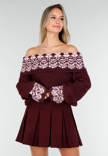 NEW191125 Bordeaux Off Shoulder Trui
