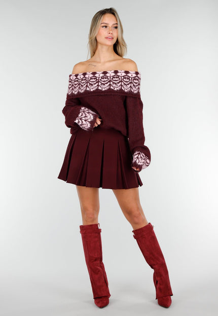 NEW191125 Bordeaux Off Shoulder Trui