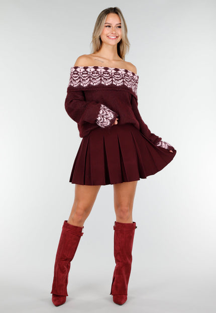 NEW191125 Bordeaux Off Shoulder Trui
