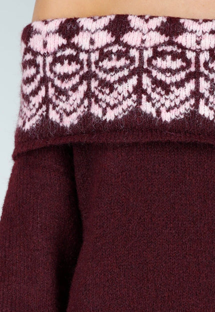 NEW191125 Bordeaux Off Shoulder Trui