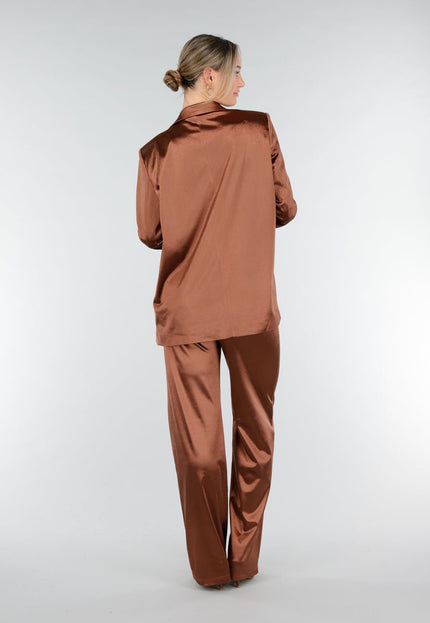 OP=OP.AV.12 Bruine Satijnen Stretch Pantalon