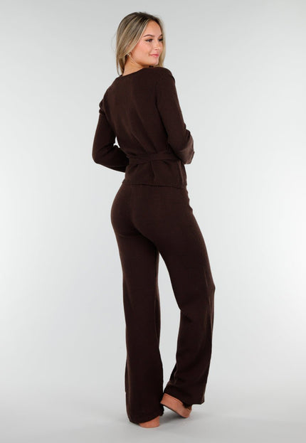 OP=OP.06.NL Bruine Gebreide Loungebroek