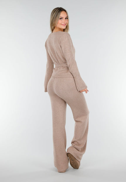 OP=OP.06.NL Beige Gebreide Loungebroek